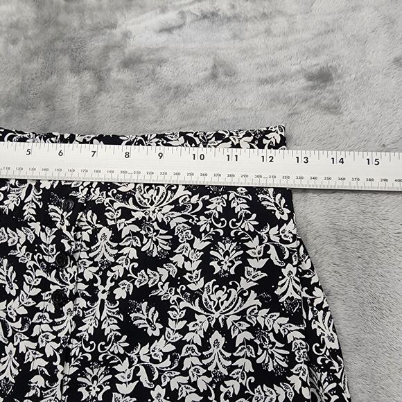 Foreign Exchange Skirt Women S Black White Floral Pull On Button Front Slit Maxi - Picture 7 of 9